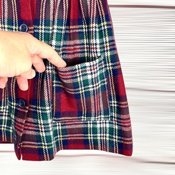 Vintage MASKIT Israel Plaid Wool Button Front Sleeveless Dress size 4 - Picture 3 of 8